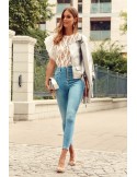 Fitted high-waisted denim pants 6169 - Online store - Boutique